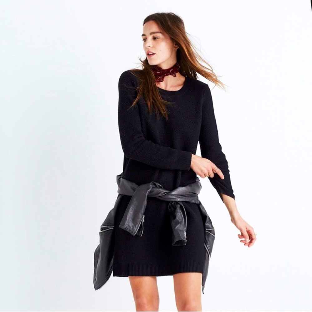 Madewell Black Long Sleeve wool Knit Dress